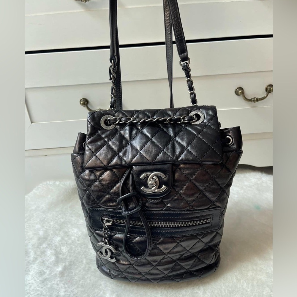 ❤️❤️Authentic Chanel Black Calfskin Paris-Salzburg Mountain backpack